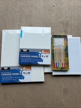 Canvas Panels packs with Paintbrush Set - White